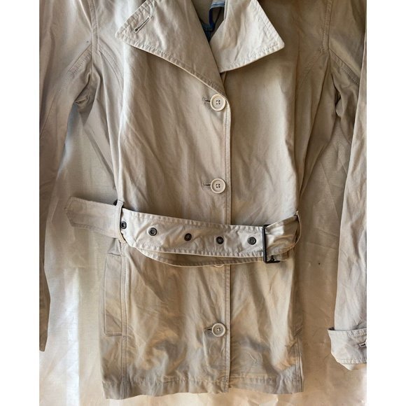 Eddie Bauer Women's‎ Belted Trench Coat Beige Small 100% Cotton - Picture 2 of 6